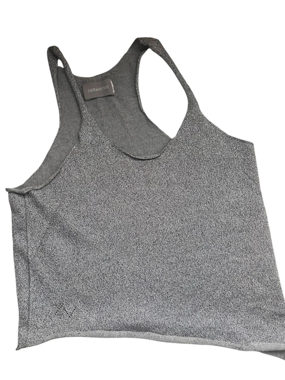 Zadig & Voltaire 100% Wool Metallic Silver Racerback Tank Small